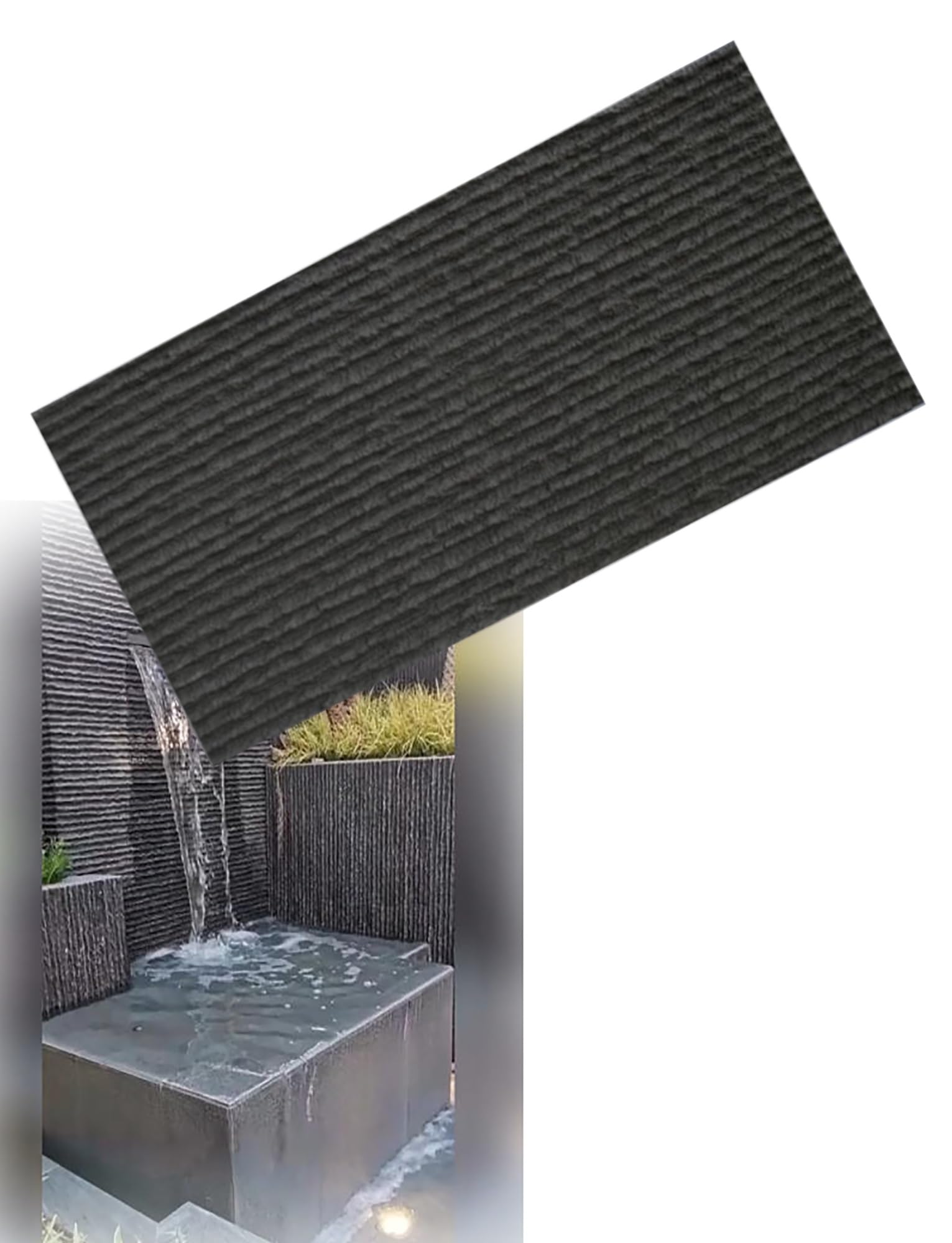 Revestimiento de piedra de poliuretano, panel ligero de piedra de poliuretano for cascada, for fuentes y paredes decorativas (impermeable, fácil instalación)(Roman Black,12 pieces)