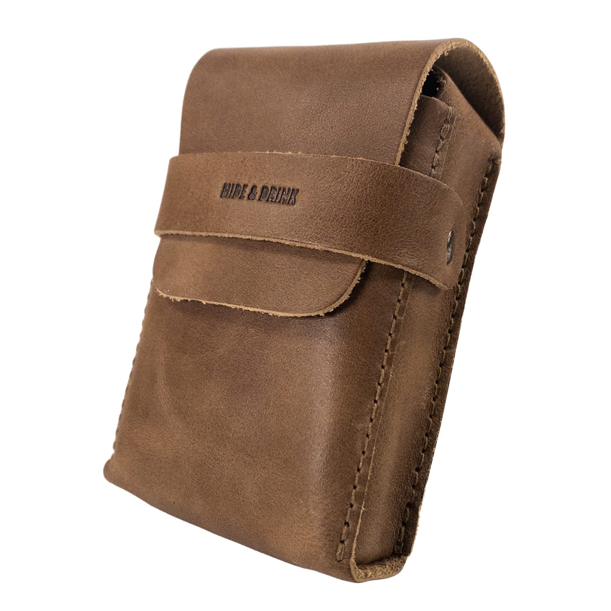 Hide & Drink, Custodia classica per carte da gioco (non incluse), custodia sicura, porta carte da gioco, accessorio da viaggio, in pelle pieno fiore, fatta a mano, mogano single malt
