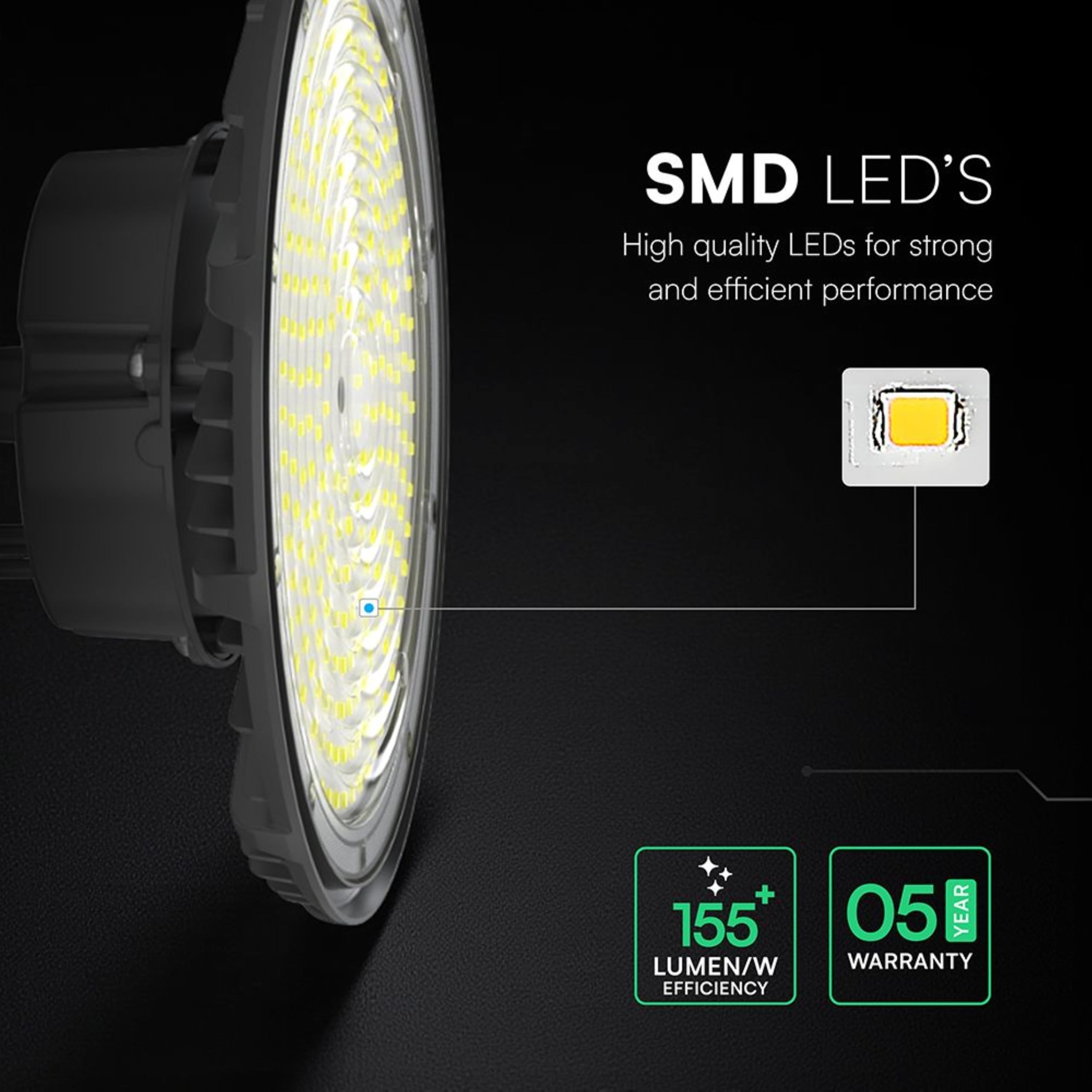 V-TAC 4x Fari Industriali Led UFO potenza 100W - [PRO SERIES - MASSIMA EFFICIENZA ] - Lampada Faro Industriale 15500 lm per Magazzino, Fabbrica, Officina - IP65 - Campana - Luce Naturale 4000K