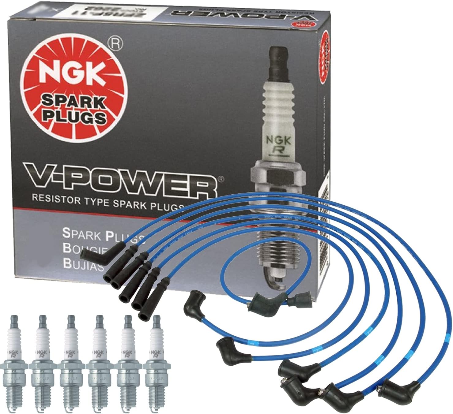 NGK Wire & 6 V-Power Spark Plugs Kit For Nissan 280ZX 810 L6