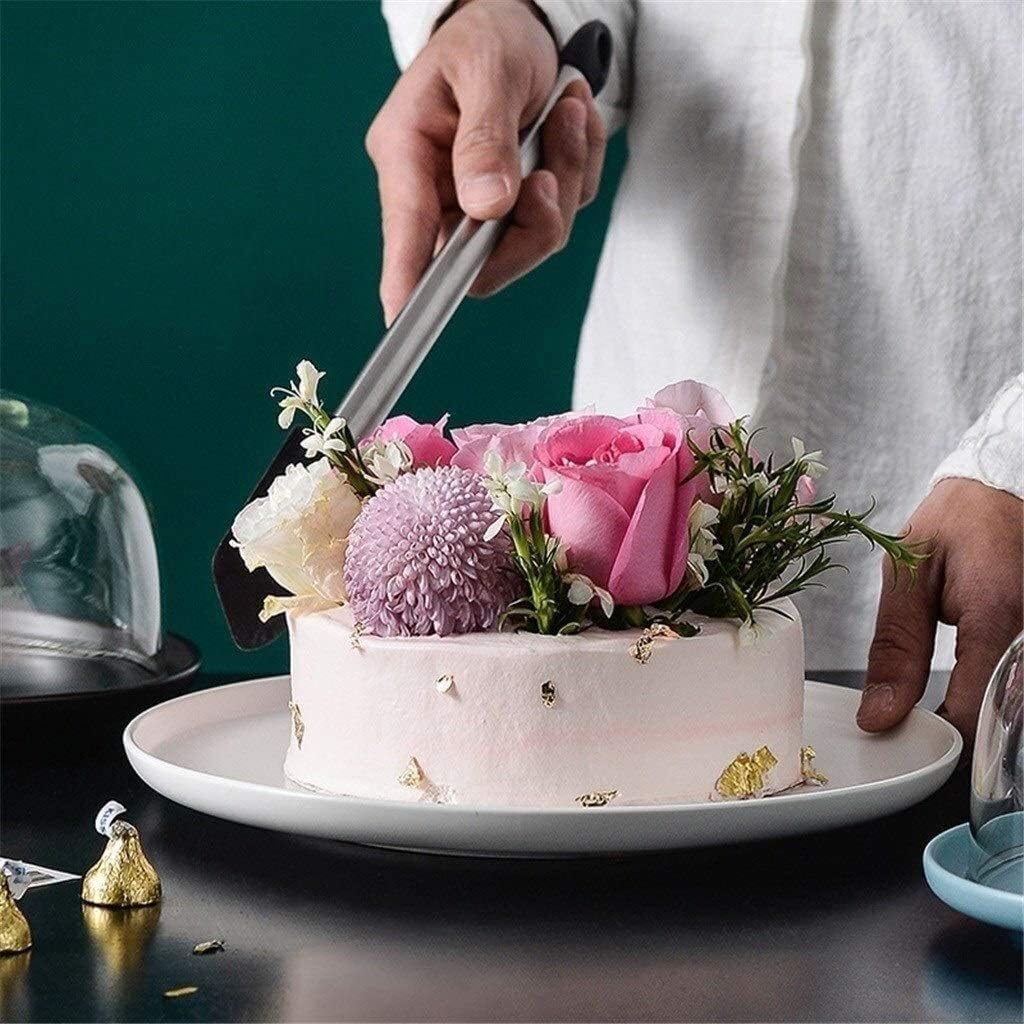 Ceramic Cake Pan with Lid Porcelain Serving Platter Glass Dust Dome Cake Cheese Salad Dome Chip Dip Server (Color : Black Size : 151512CM) (Black 20.5*20.5*17CM)