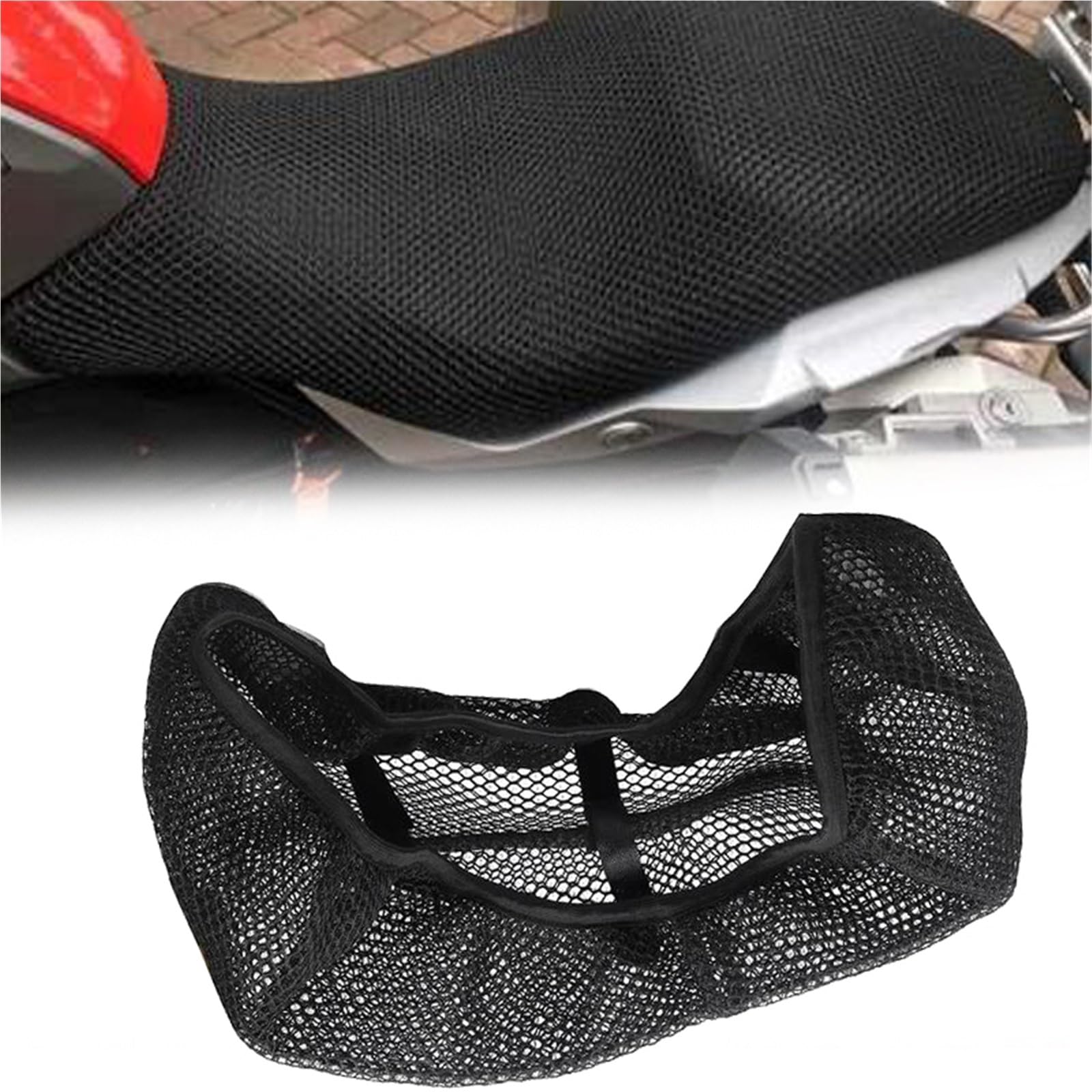 Housse de siège de moto 3D de haute précision en tissu noir alvéolé