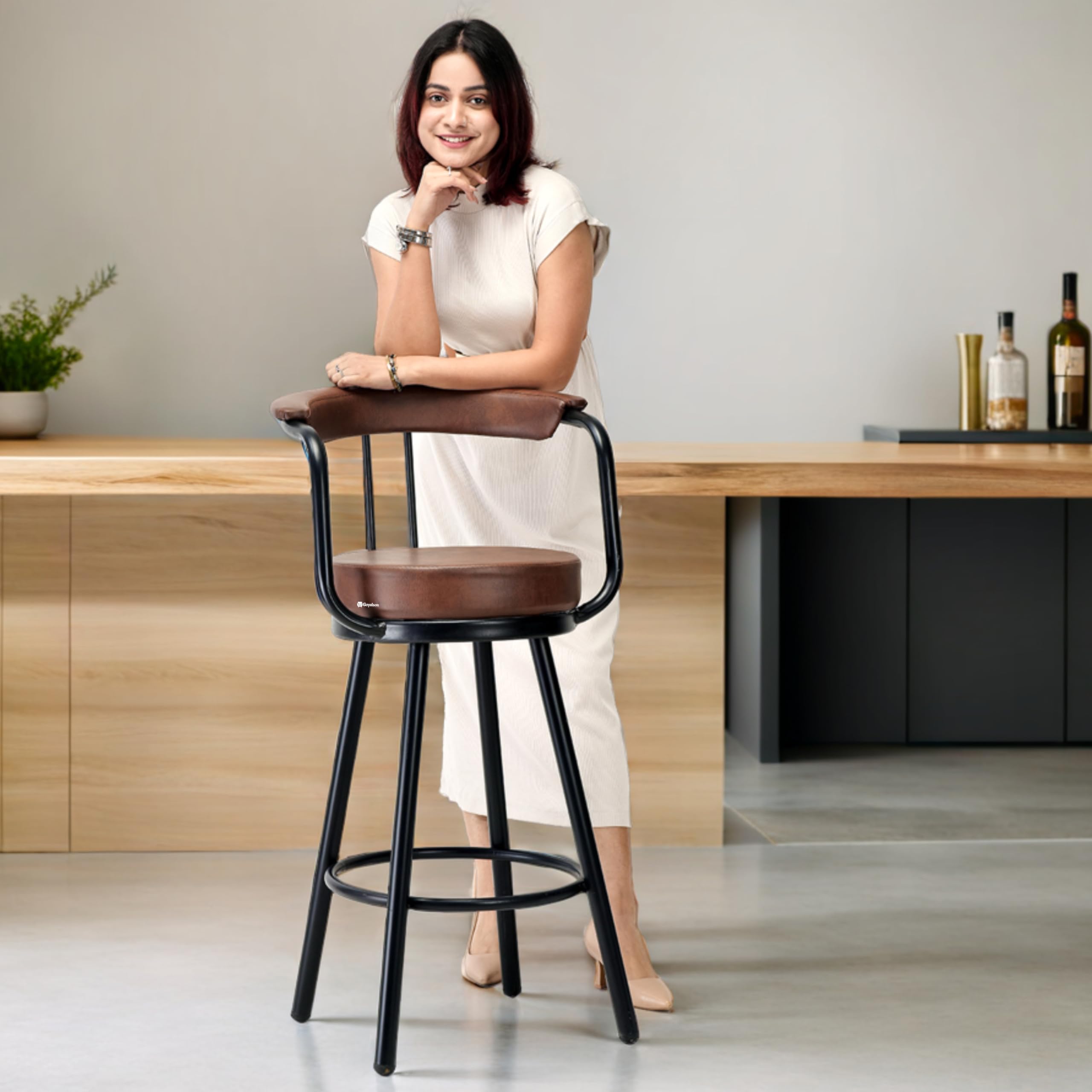 GOYALSON Multipurpose Stool Chair for Home, Bar, Restaurant, Kitchen or Lawn Garden Rest Chair with Cushion seat-image-0