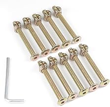 Aicosineg M6x60mm Furniture Bolt Nuts Set of 10 Hex Socket Screws & Barrel Nuts for Assembling and Repairing Beds, Cribs, Chairs, Carbon Steel, Zinc Plated, Heavy Duty, Includes Allen Wrench