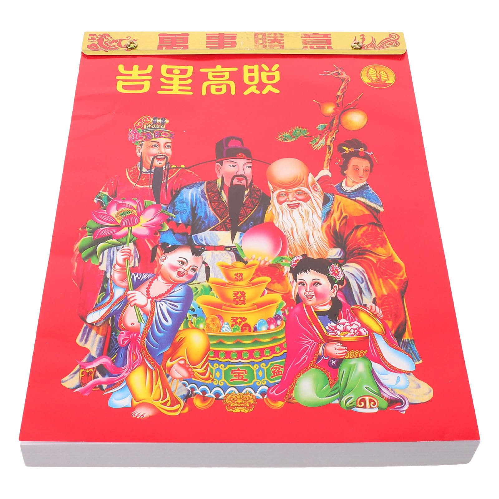 2027 Traditioneller Chinesischer Wandkalender im Abreißformat mit Mond und Sonnendatumsanzeige für Büro und Schule im Jahr des Schafes aus Rotem Papier