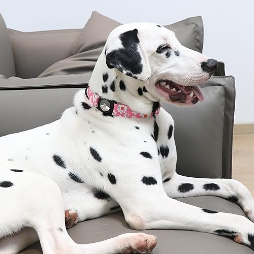 Miniatura 5 de Airtag - Collar de perro con margarita rosa floral con soporte para Airtag de Apple para perros pequeños, medianos y grandes