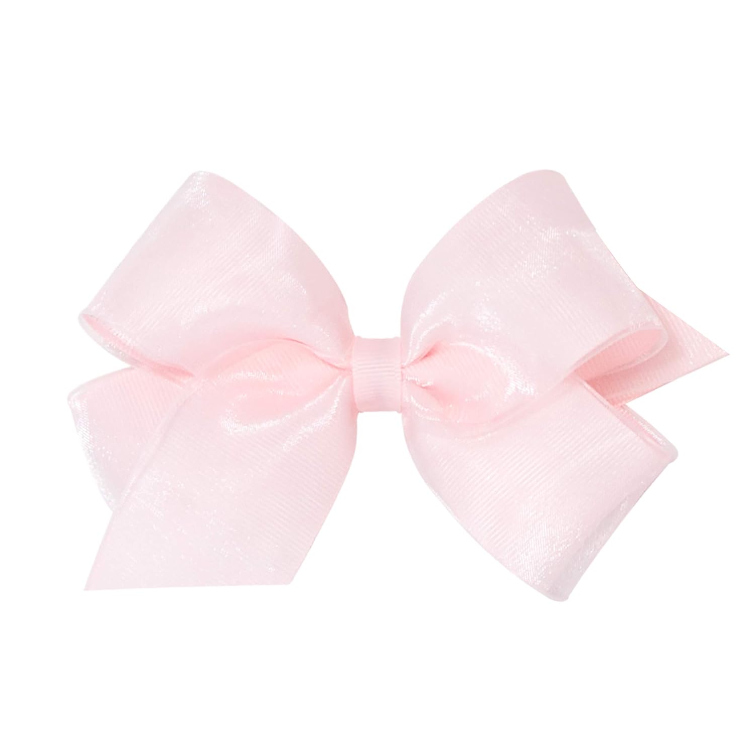 Wee Ones Girls' Extra Small Organza and Grosgrain Underlay Hair Bow, White, Extra Small