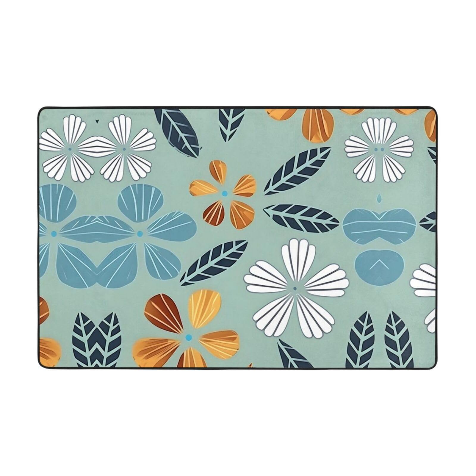 Tapis en flanelle velours fin HYTTER design floral chic