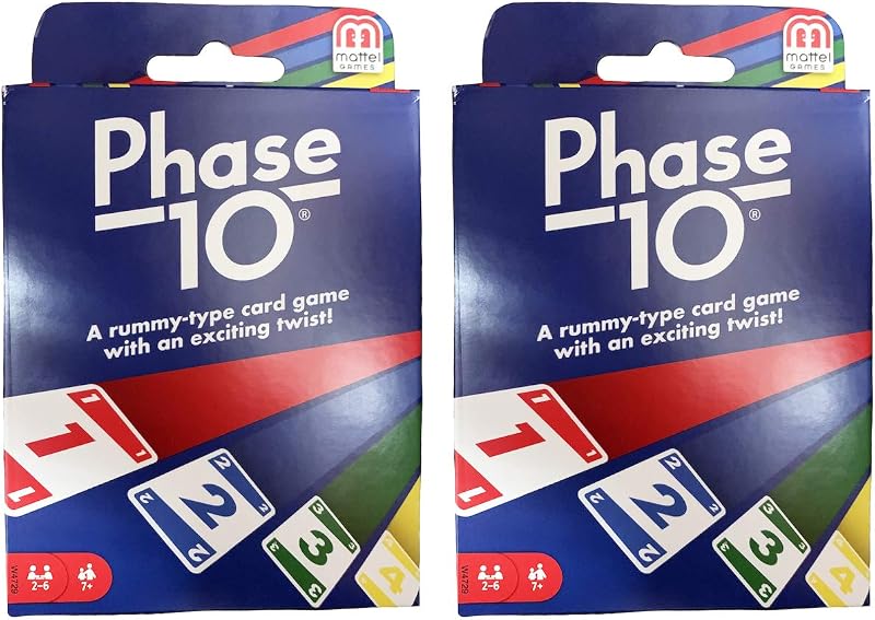 Juego de cartas Mattel Phase 10 - Paquete de 2 | 2 a 6 jugadores; Edades 7+