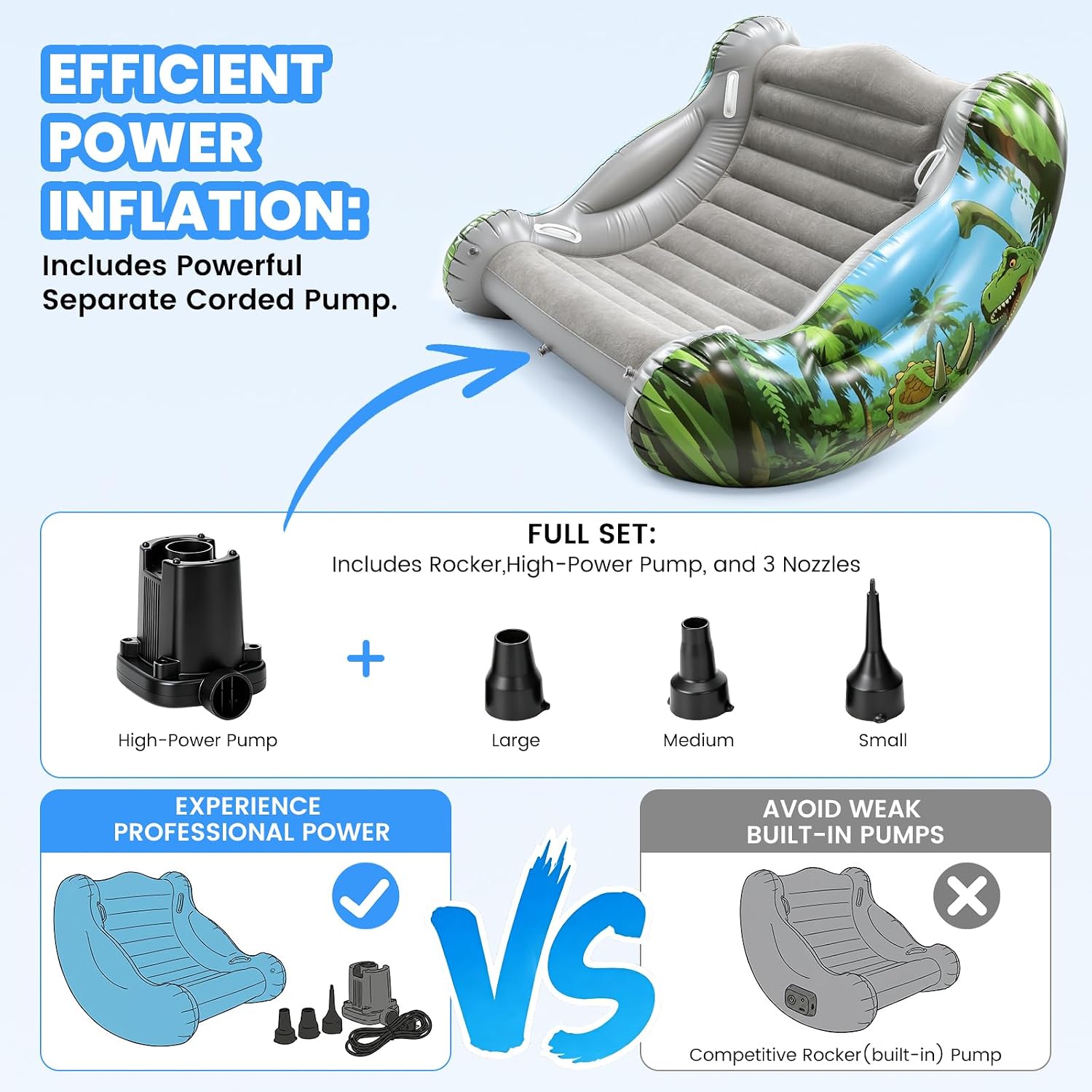 Sensory Rocking Chair, Inflatable Therapy Seat Autism ADHD Kids | Soft Cloud Design, Portable Sensory Room Gear, Calming Therapy Seat, Fits Toddlers Boys Girls, Dinosaur Theme