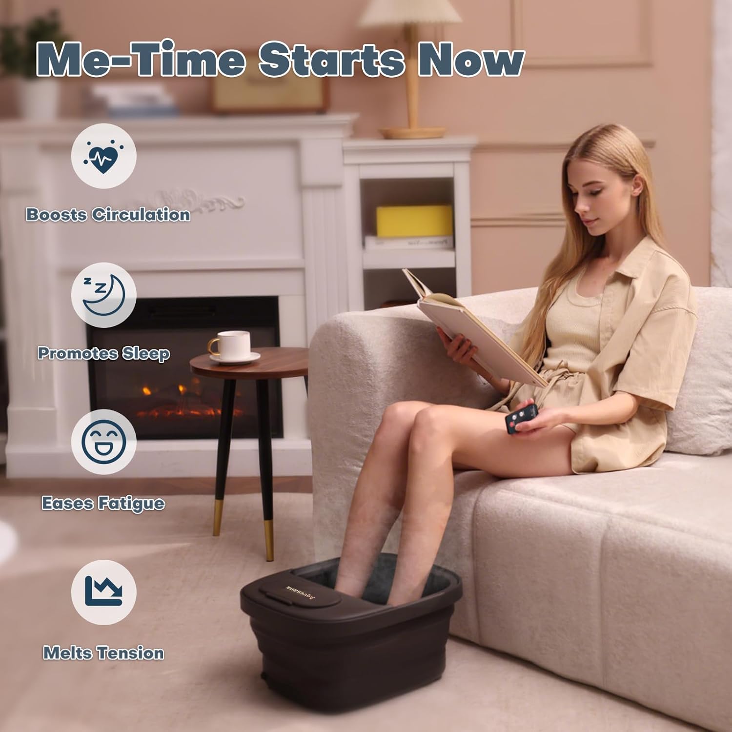 Collapsible Foot Bath, Foot Spa Bath Massager with Heat, Bubble, Remote Control, Temperature Control, 3 Pedicure Attachments, Feet Soaking Tub for Stress Relief - Image 2