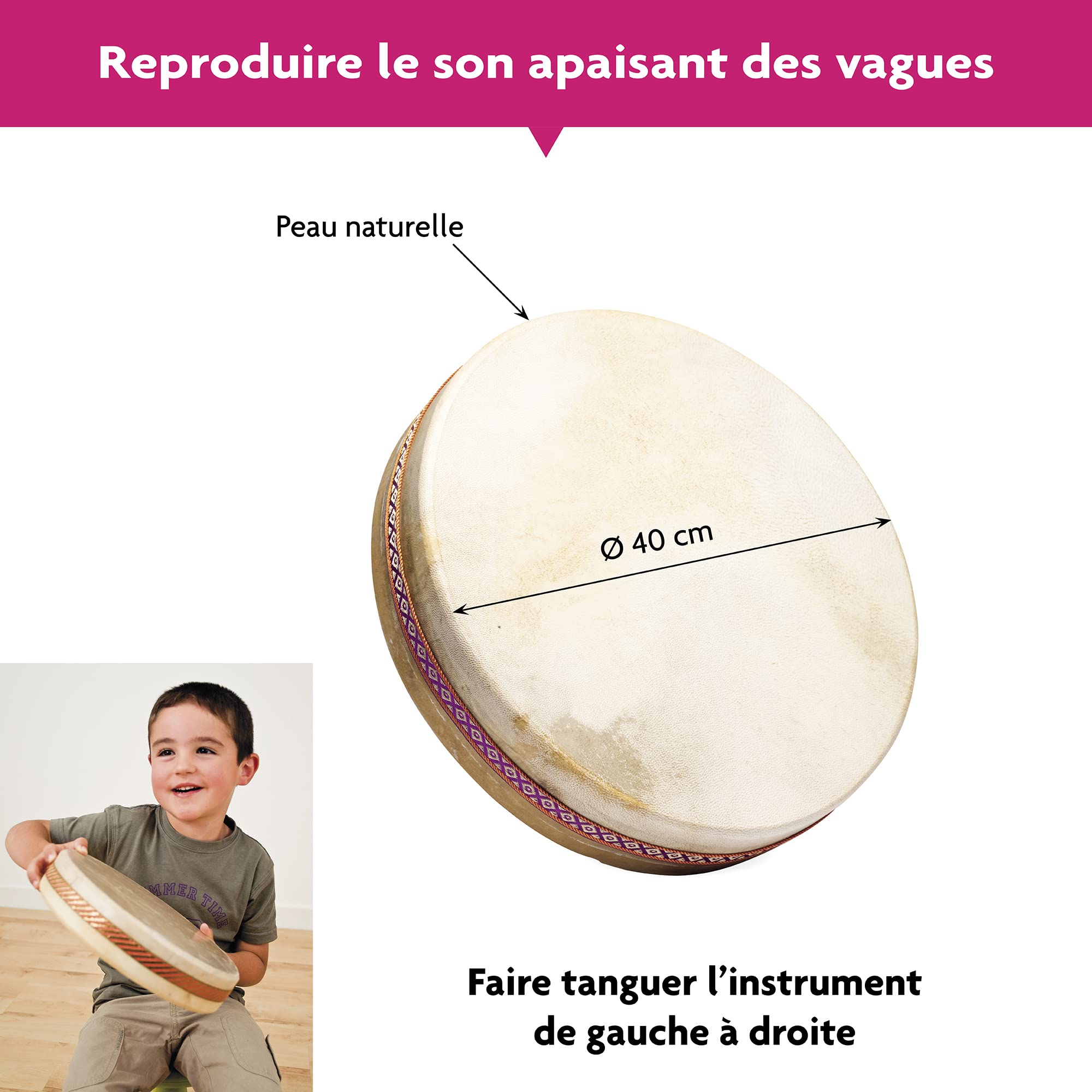 FUZEAU OCEAN TAMBOR - 40 CM niños Tambores instrumentos de todo el mundo