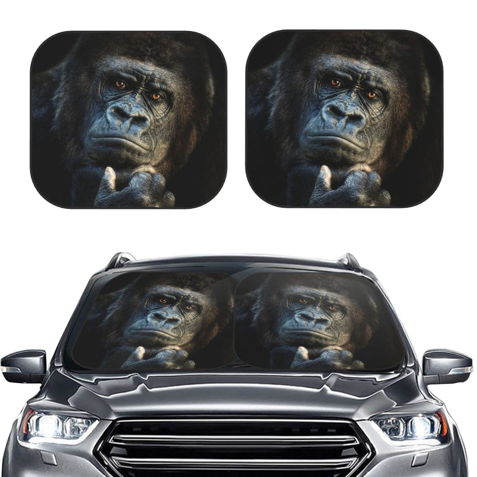 Amazon.co.jp: 考えてるゴリラ 車用サンシェード カーフロントカバー