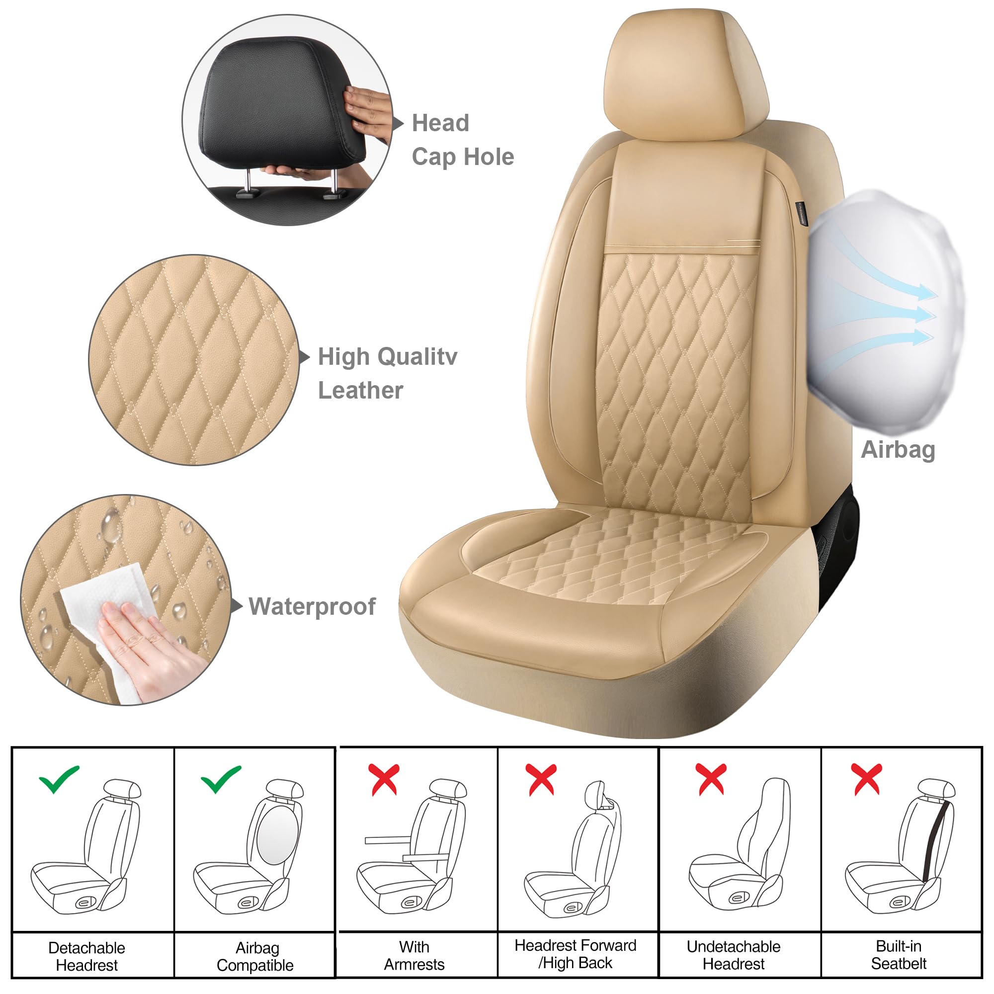 Amazon | CAROMOP フェイクレザー カーシートカバー フルセット 豪華で 