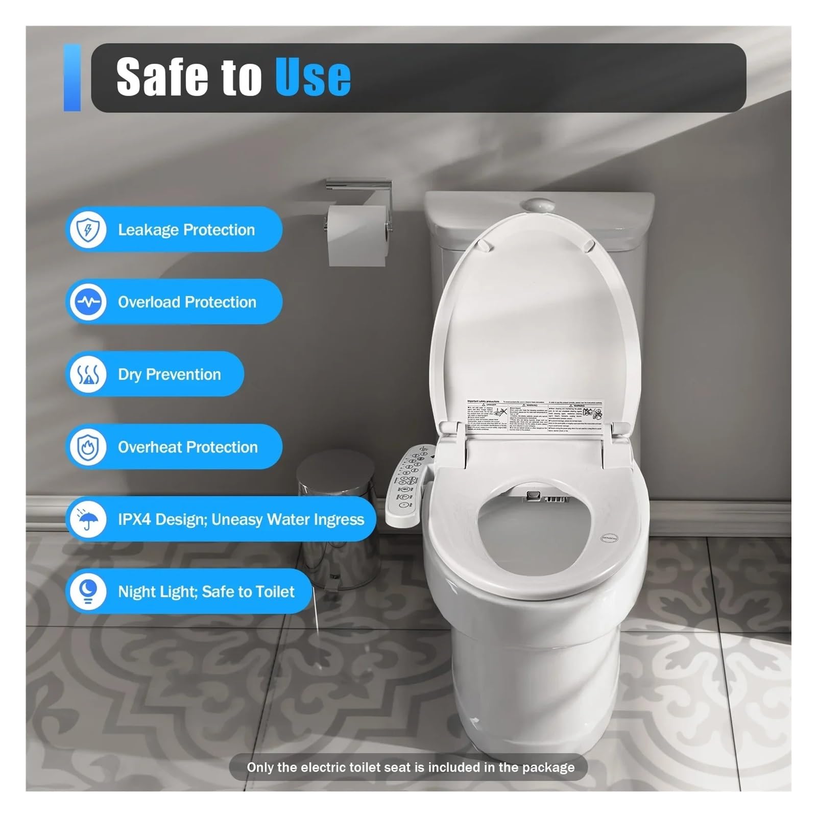 WC Con Doccia Intelligente, Sedile Riscaldato Elettrico, Bidet Deluxe, Temperatura Del'acqua Regolabile, Ugello Autopulente Robusto E Confortevole