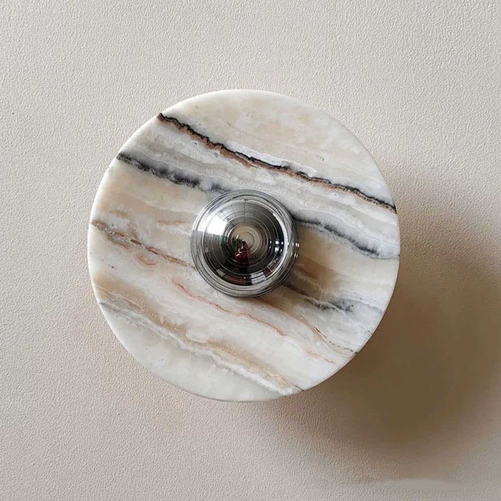 OZBMA Natural Stone Wall Lamp Vanity Sconces Bedroom Light Fixtures Decor Nordic Style Marble Disc Spanish Sconce Lighting for Bathroom Mirror, Kitchen Stairs