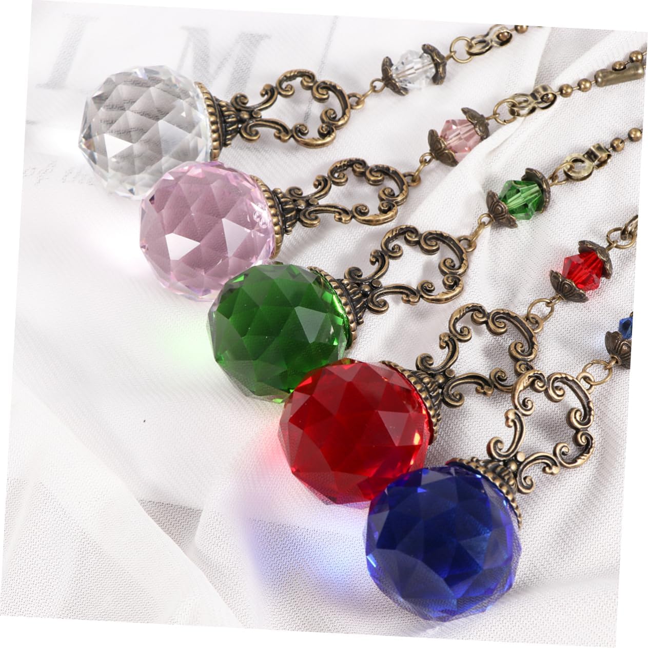 jojofuny Crystal Ball Drawstring Pendant Decorative Chain for Chandelier Ceiling Fan Room Dec