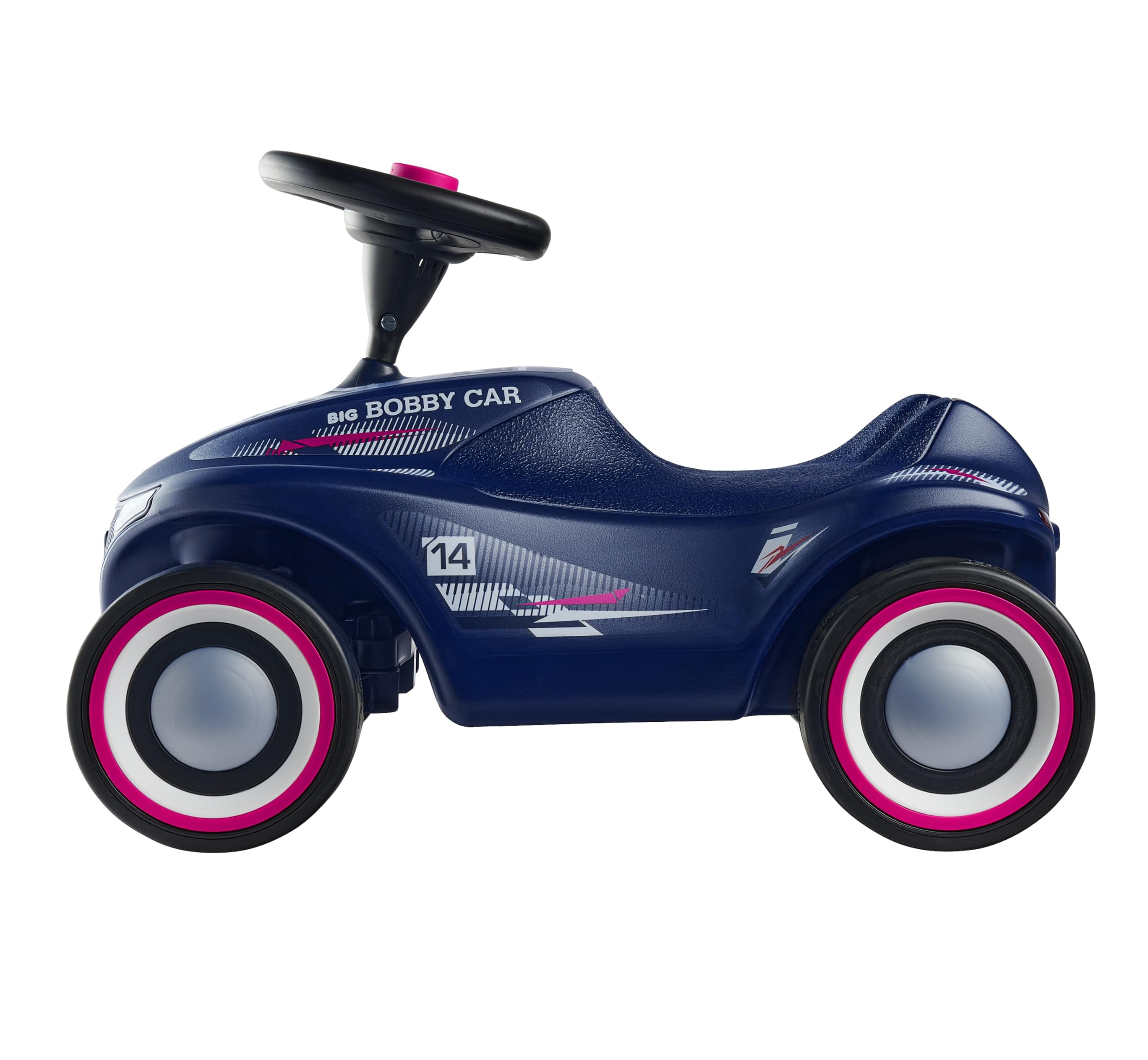 Big Bobby Car Neo RS niebieski – samochód wyścigowy, pojazd dla dzieci z szeptanymi oponami dla cichych odgłosów jazdy i dobrej przyczepności, ergonomiczne siedzisko z wgłębieniem na kolana, mały