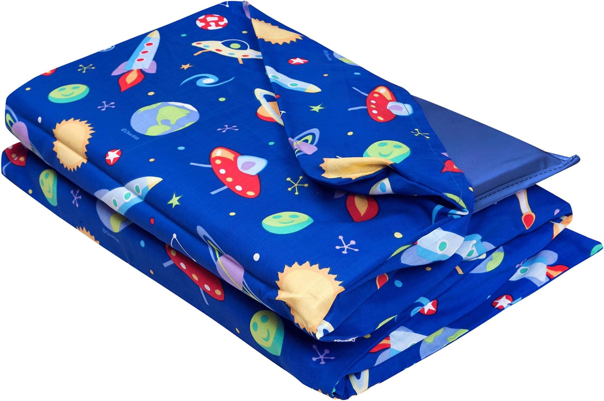 100% Cotton Kids Nap Mat Cover for Boys & Girls, Sewn-in Flap Pillowcase Design Nap Mat Covers, Fits our Vinyl Nap Mat up to 1.5 Inches Including Basic KinderMat, BPA-free(Out of this World)