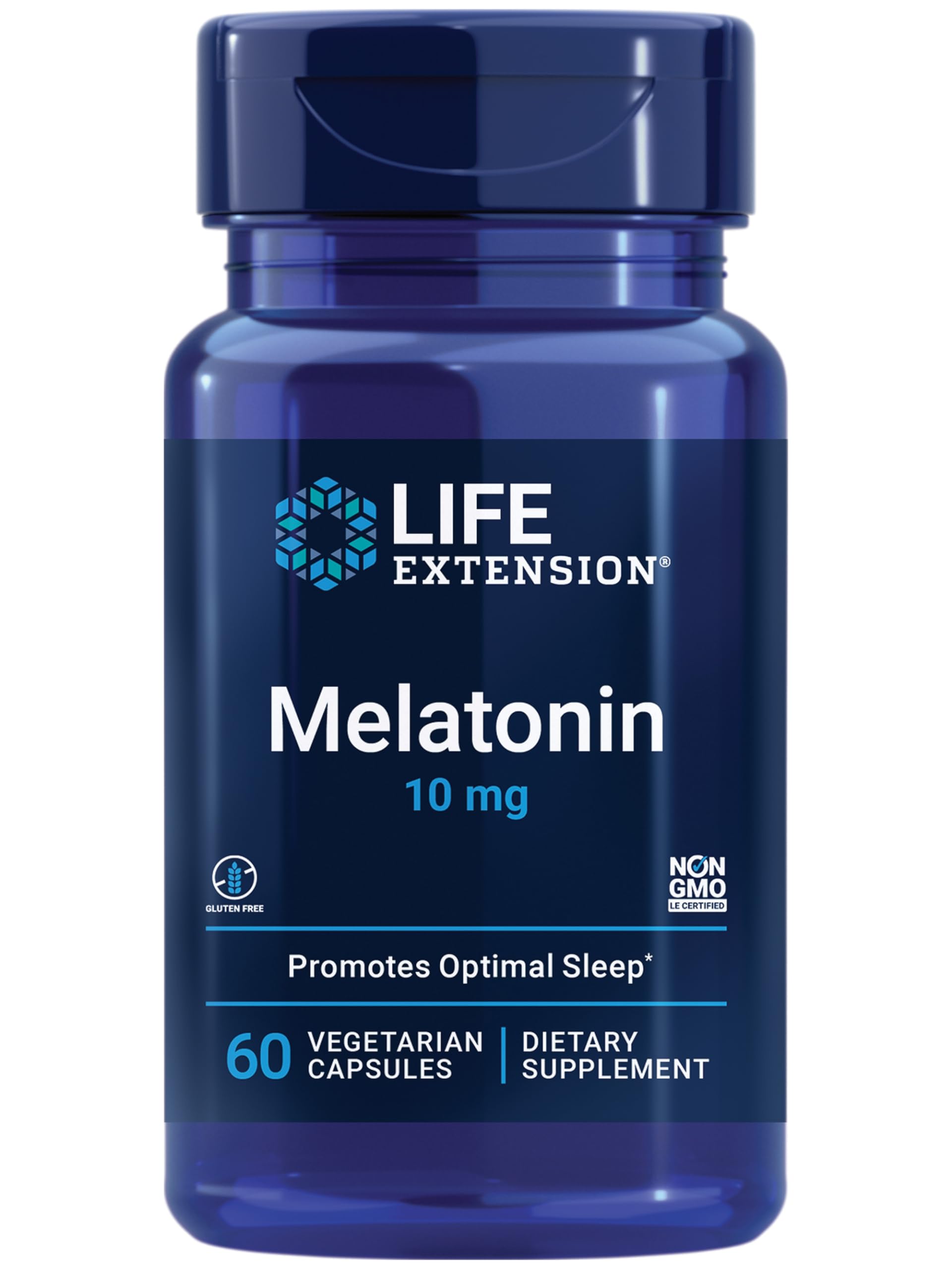 Melatonina Life Extension, 10 mg, Dosis Saludable, Nuestra Dosis Más Alta Disponible, para Favorecer el Sueño, una Respuesta Inmunitaria Saludable y la Protección contra el Estrés Oxidativo, Vegetariano, 60 Cápsulas