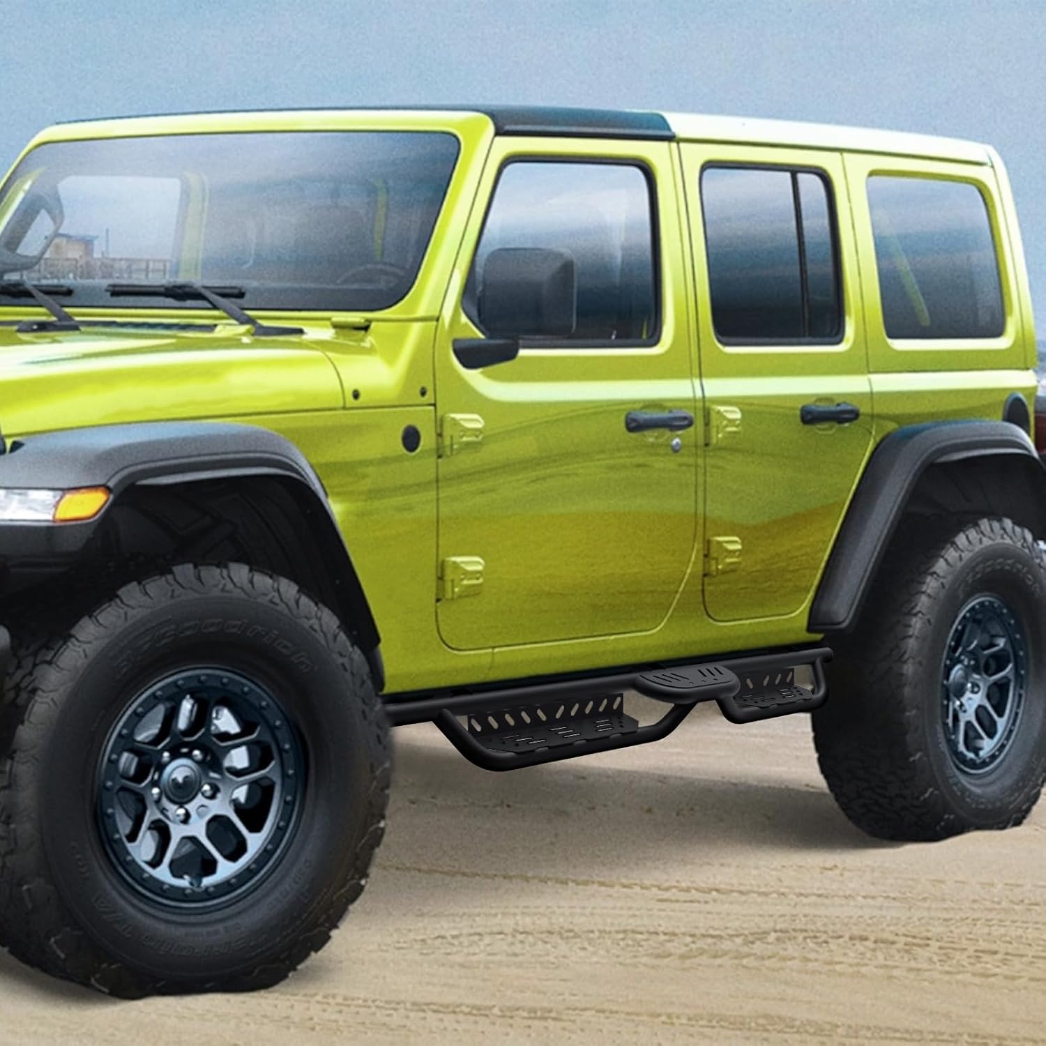 Running Boards Compatible with Jeep Wrangler JL 2018-2025,Two Stair Design Side Steps Fits for Jeep Wrangler JL 4 Doors,Heavy Duty Side Bars Rock Sliders,Anti-Slip Step Bars