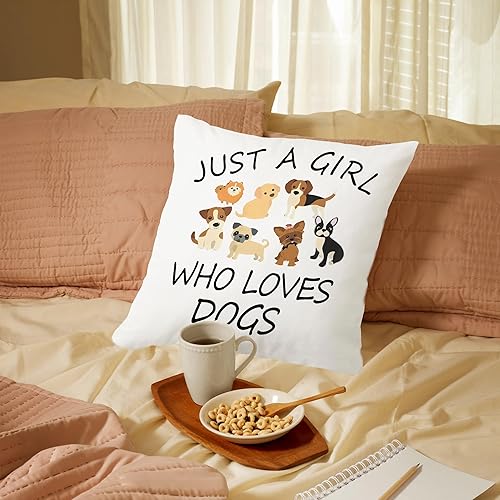 Miniatura 4 de NATSUNO Funda de almohada para perro, Just a Girl Who Loves Dogs, decoración de habitación de perro, fundas de almohada para perros de 18 x 18