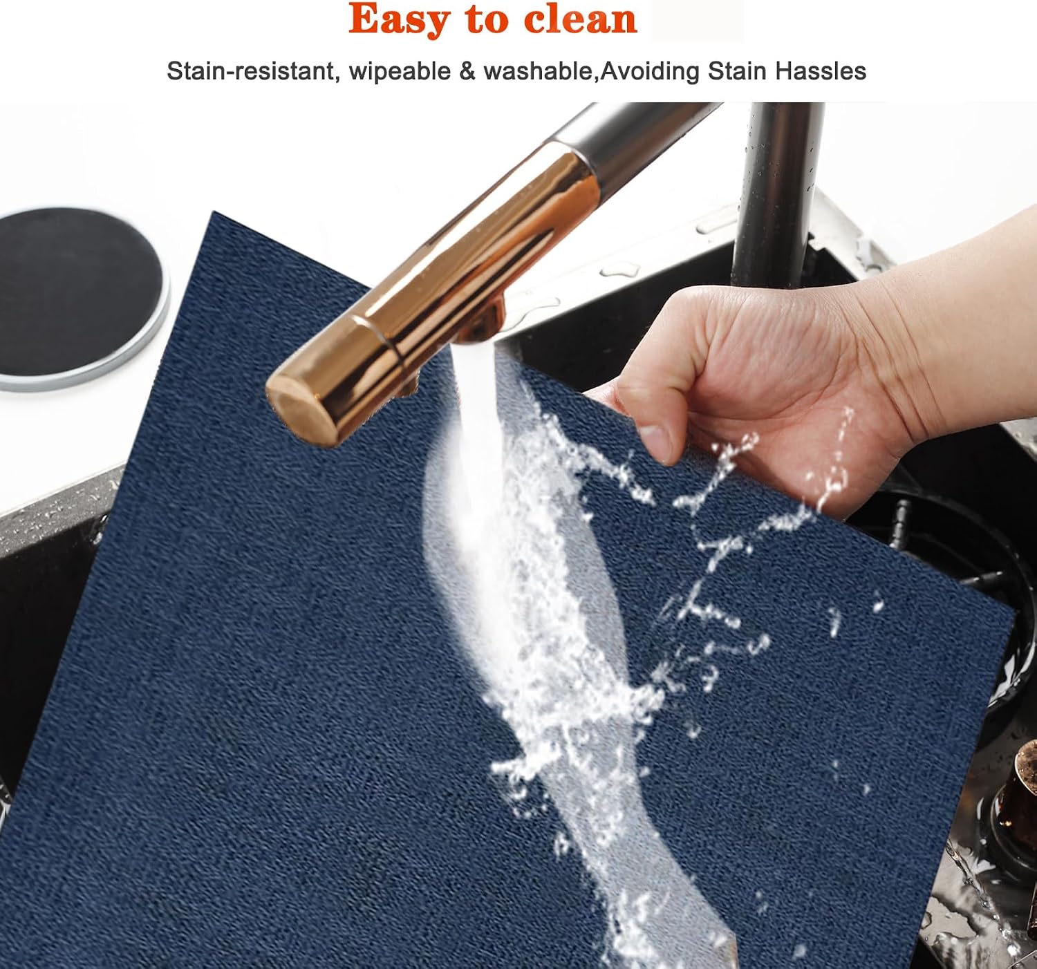 Placemats Set of 12,Vinyl PVC Heat Resistant Washable Placemats Set,Non Slip Place Mats for Restaurant Table Protection,PVC Table Mats(Navy Blue,12PCS)