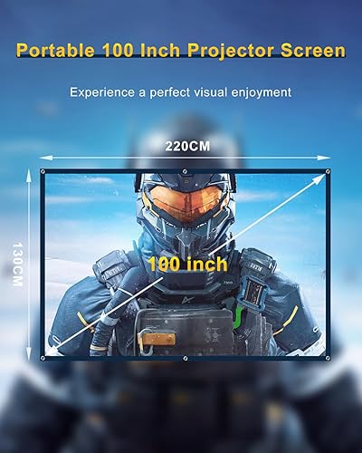 Miniatura 3 de Sovboi Pantalla de proyección, pantalla de proyector de video 169 de 100 pulgadas, plegable, antiarrugas, pantallas de películas de proyector