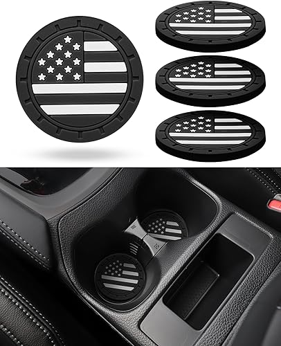 Posavasos para portavasos  Paquete de 4 posavasos de silicona para bebidas automáticas con bandera estadounidense, insertos antideslizantes