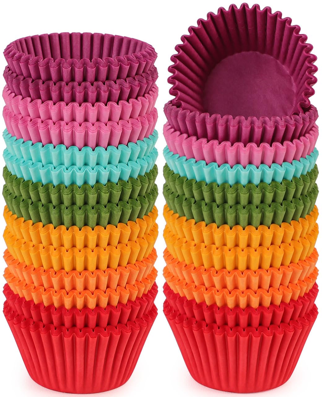 Caperci Colorful Mini Cupcake Liners 350 Counts - Grease-Proof Small Muffin Baking Cups, Odorless, Upgraded &amp; Food Grade Paper Cupcake Wrappers