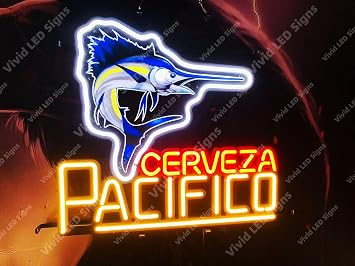 Queen Sense 24"x20" Cerveza Pacificos Swordfish LED Sign Light Neon Signs Lights Wall Party Decor Lamp With Dimmer A124CPSFB-XLED
