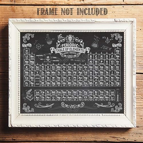 Miniatura 9 de Tabla periódica de elementos de 11 x 14 pulgadas, impresión sin marco, arte de pared de ciencia estilo pizarra, póster educativo de química y física