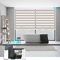 Vista 18 de Changshade Persianas de cebra de tamaño personalizado, sin cordón, para interiores, privacidad, doble capa para sala de estar, dormitorio, baño