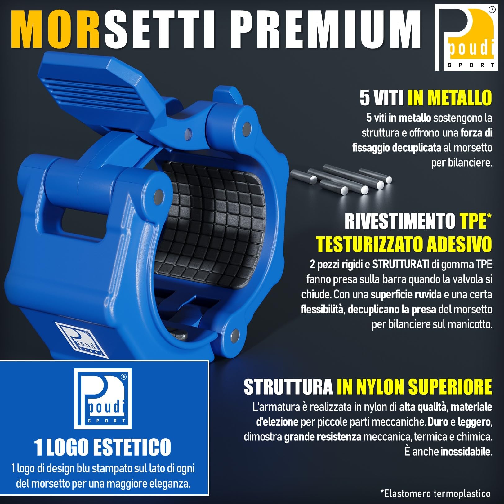 1 EZ curl barra bilanciere in acciaio cromato 120cm – 10kg - Ø 50mm | Carica massima : 182kg | 2 Morsetti per bilanciere