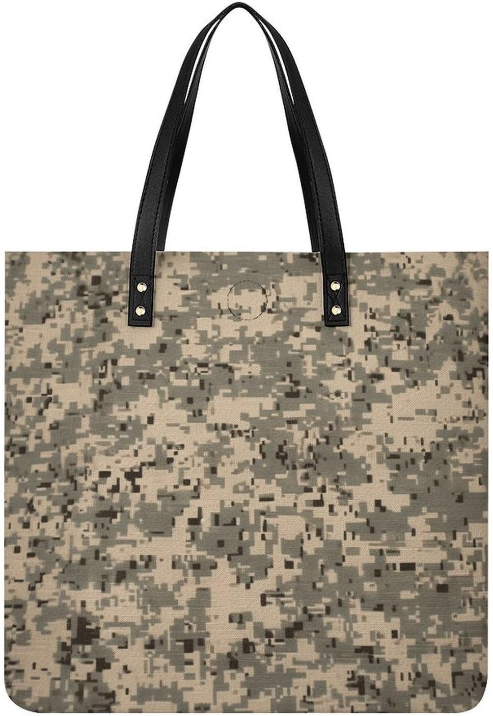Army Digital Camouflage Tote Bag with Magnetic Buckle Reusable Grocery Bags Lightweight Cross Body Handbag for Daily Essentials