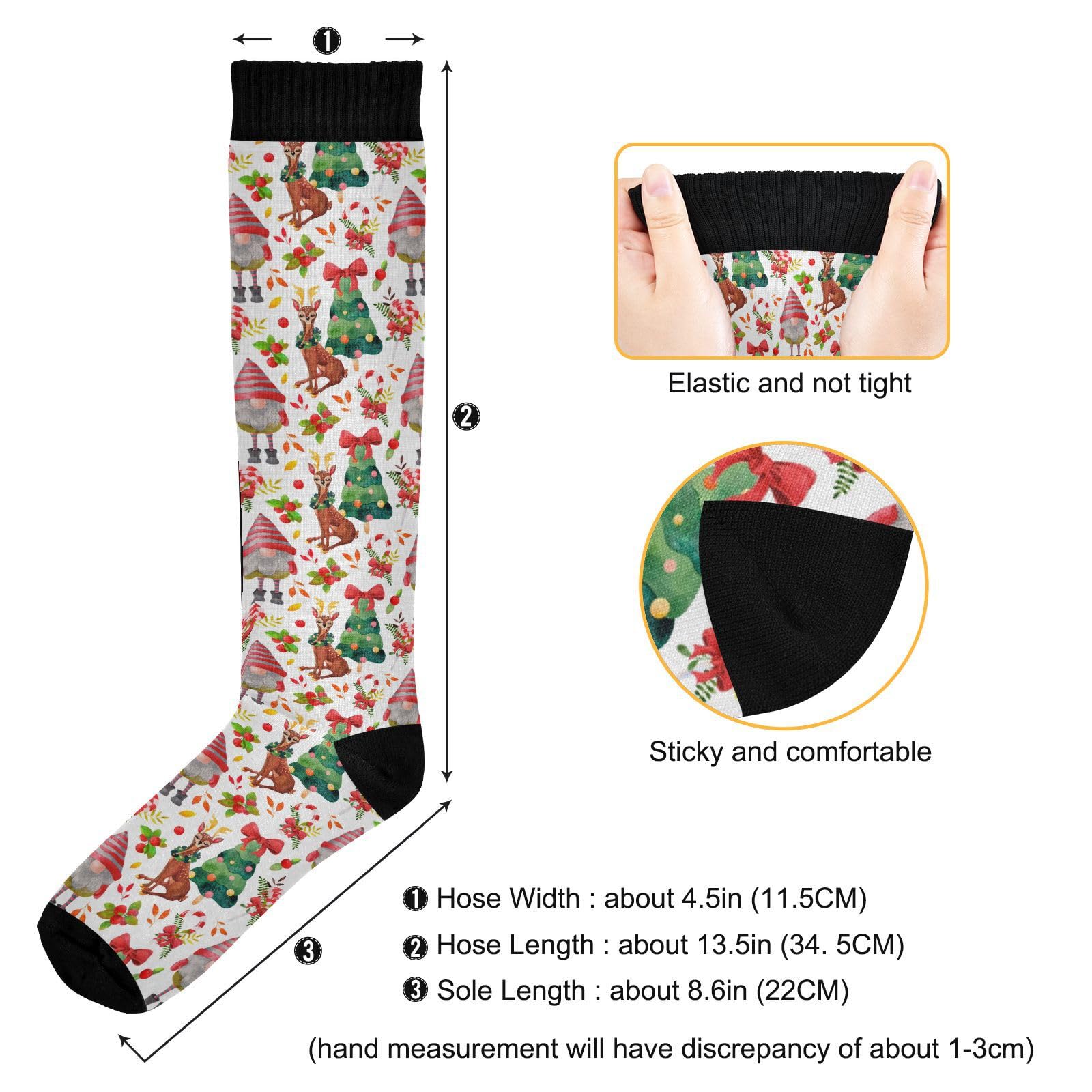 Wusikd Funny Gnomes Compression Socks for Women and Men Circulation Christmas Deers Tree Long Socks for Athletic Running 1