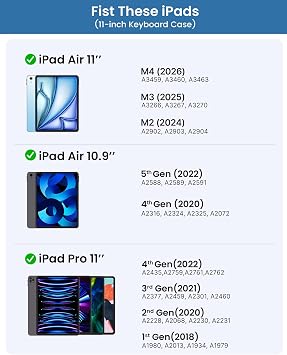 typecase Touch Keyboard Case for iPad Air 11-inch(M4/M3/M2, 2026/2025/2024) & iPad Pro 11(4th/3rd/2nd/1st Gen),Multi-Touch Trackpad,11-Color Backlight,360Rotatable for iPad Air 5/4th Gen, Black