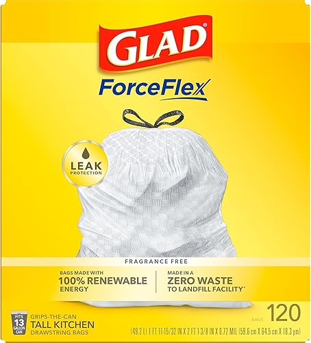 Miniatura 8 de GLAD Bolsas de basura grandes con cordón, 30 x 33, 30 galones, 1.05 mil, negro, 90caja