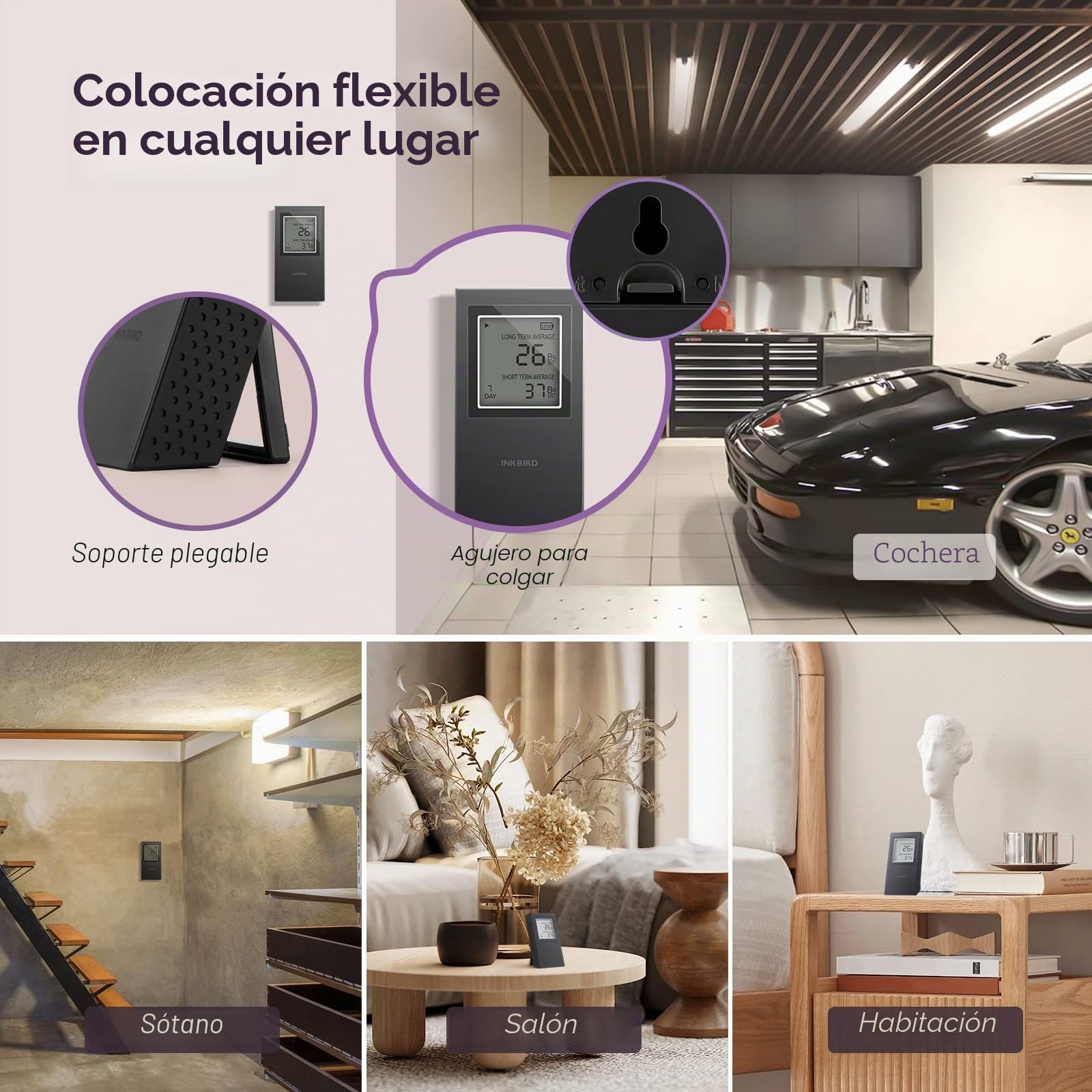 Inkbird Medidor Radon,Detector de Radon Portatile Monitoreo Continuo a Corto y Largo Plazo,Alerta de Pila Baja,Versión EU-Bq/m³,Detector de Gas Radón para Casa, Oficina, Garaje