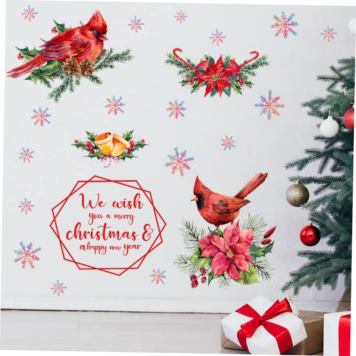 HOMSFOU 5blätter Weihnachtliche Fensteraufkleber Selbstklebende Wandtattoos Für Türen Und Fenster Festliche Dekoration Mit Weihnachtsmotiven Teilig Langlebig Und Farbenfroh Für