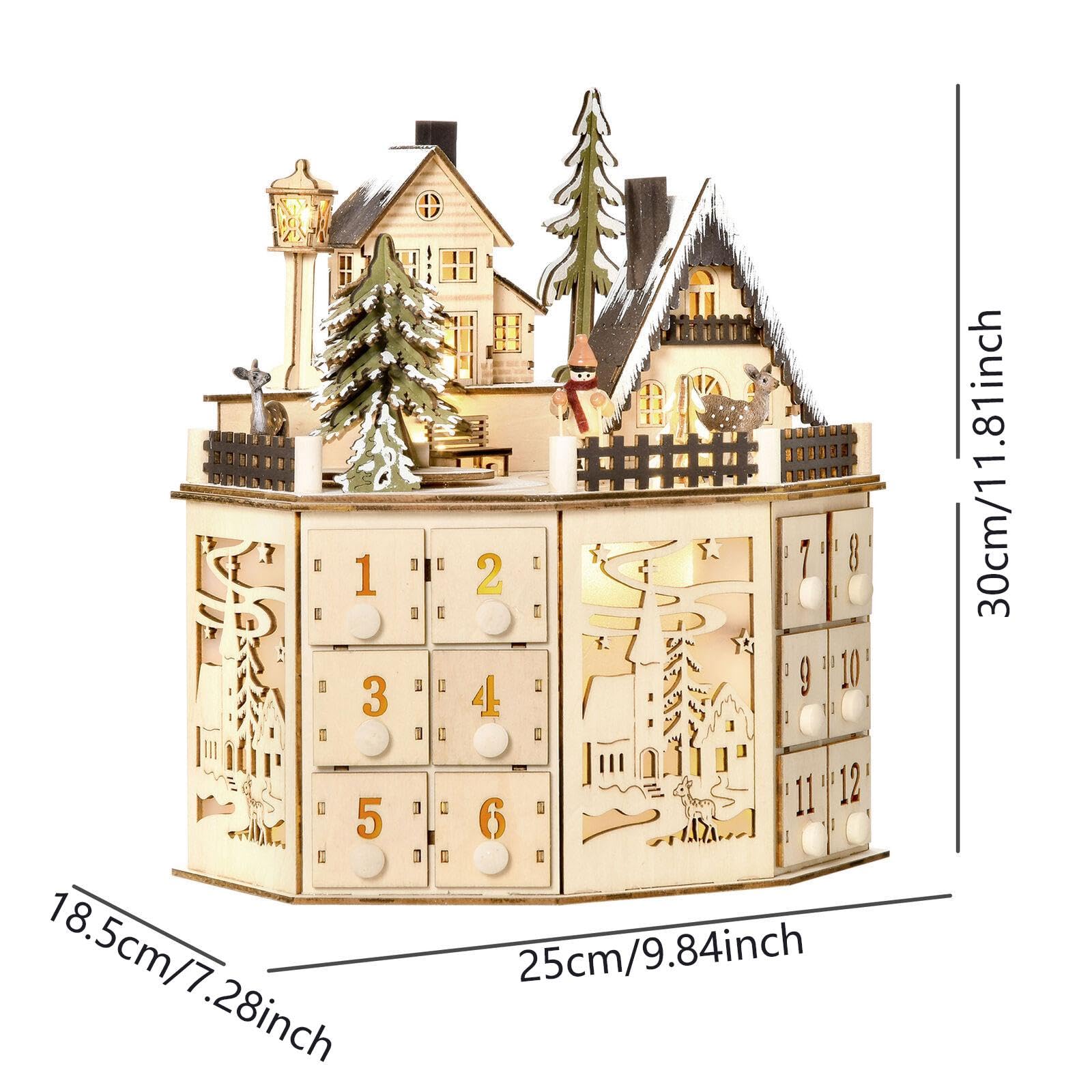 Weihnachts Adventskalender Aus Holz mit LED Beleuchtung – Die Perfekte Dekoration für Zuhause Und Partys