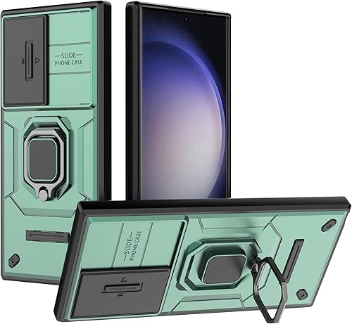 Miniatura 9 de Funda protectora para Samsung Galaxy S23 Ultra con cubierta deslizante para cámara, grado militar, a prueba de golpes, resistente, con función atril