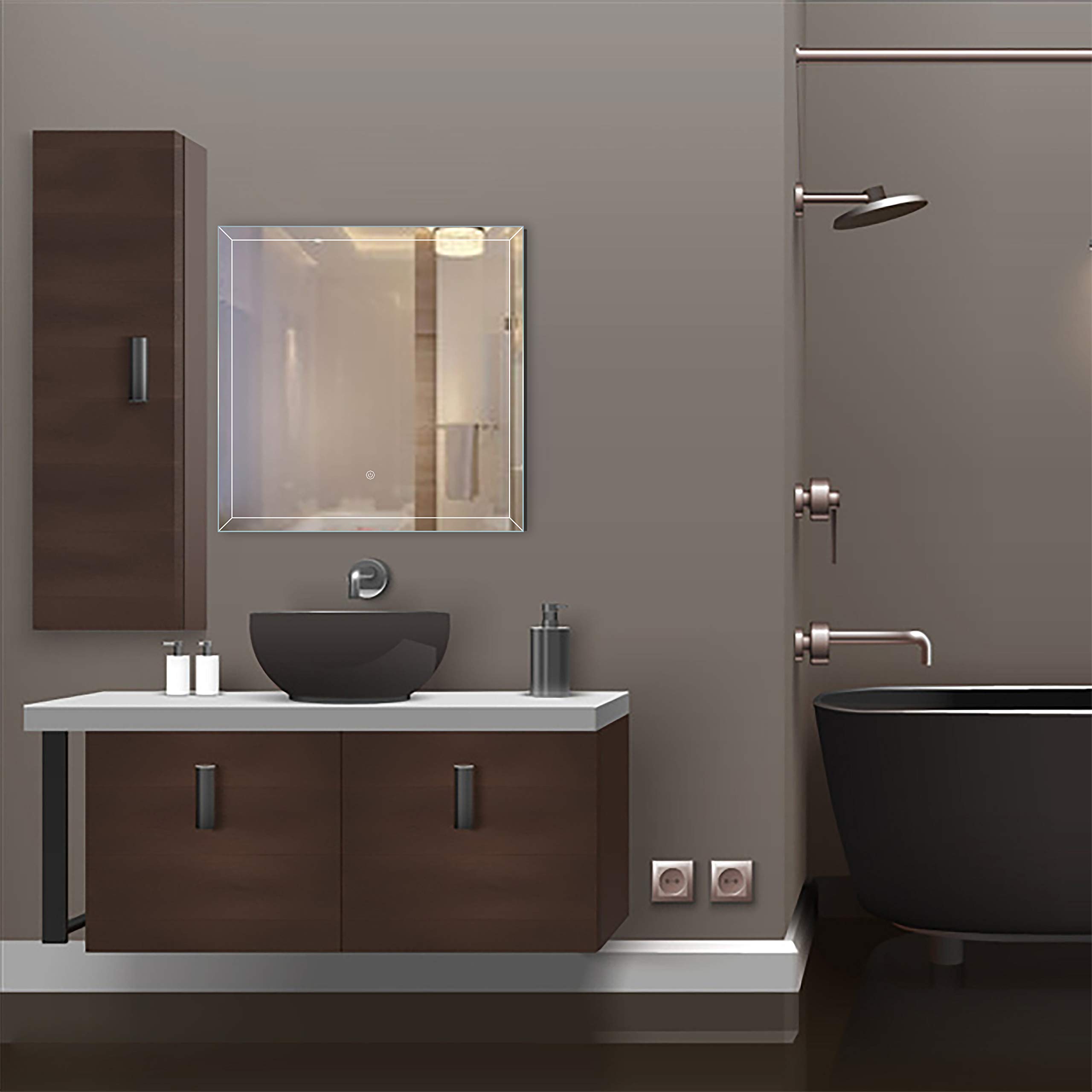 Amazon.com: LED Backlit Illuminated Mirror 24". Wall Mounted for Bathroom,  Makeup. Hardwired and Easy to Install. Bright White Light 20w Behind  Rectangular Inset Frosted Glass for Flattering Glow : Home & Kitchen