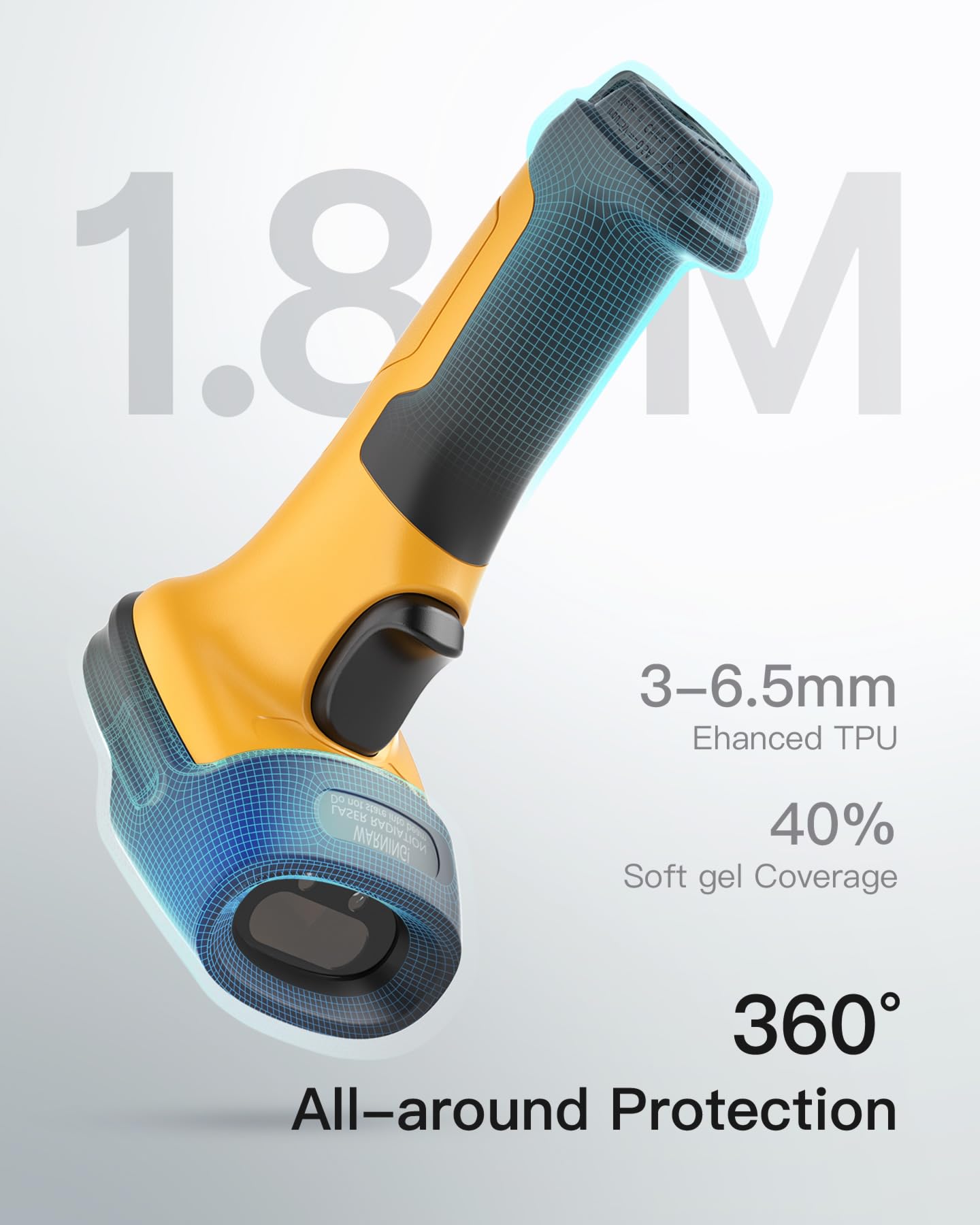 Inateck Scanner Code-Barres Laser sans Fil avec AI, 2.4GHz, Lecteur Code à Barres avec Portée de 60 Mètres, Batterie 2600mAh, Scan Automatique Rapide et Précis, Autonomie d’Environ 1 Mois, P6-AI