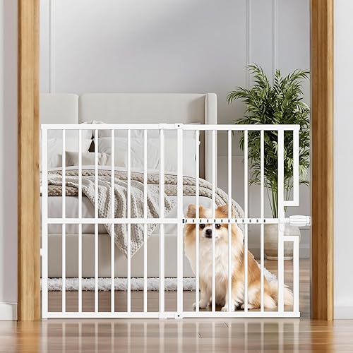 Miniatura 7 de Puerta para perros montada a presión de 10 segundos de instalación rápida para mascotas y niños, puerta de metal ajustable de 29 a 43 pulgadas de