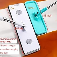 Vista 8 de Trapeador de piso plano y cubo con juego de escurridor, sistema de limpieza de piso manos libres, sistema de limpieza de piso de mopa de microfibra