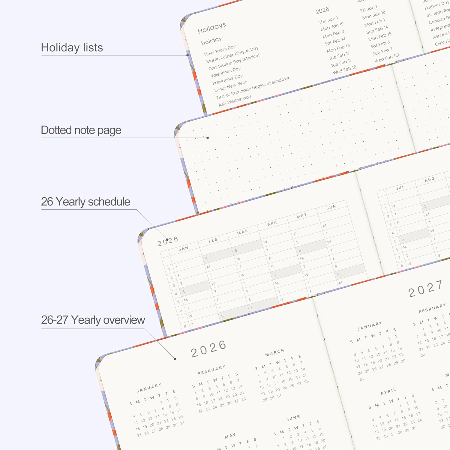 And Per Se 2026 Planner, 15 Months Weekly & Monthly Planner,October 2025 to December 2026, A5 Hardcover, 5.7" x 8"(Blossom Purple) image 5