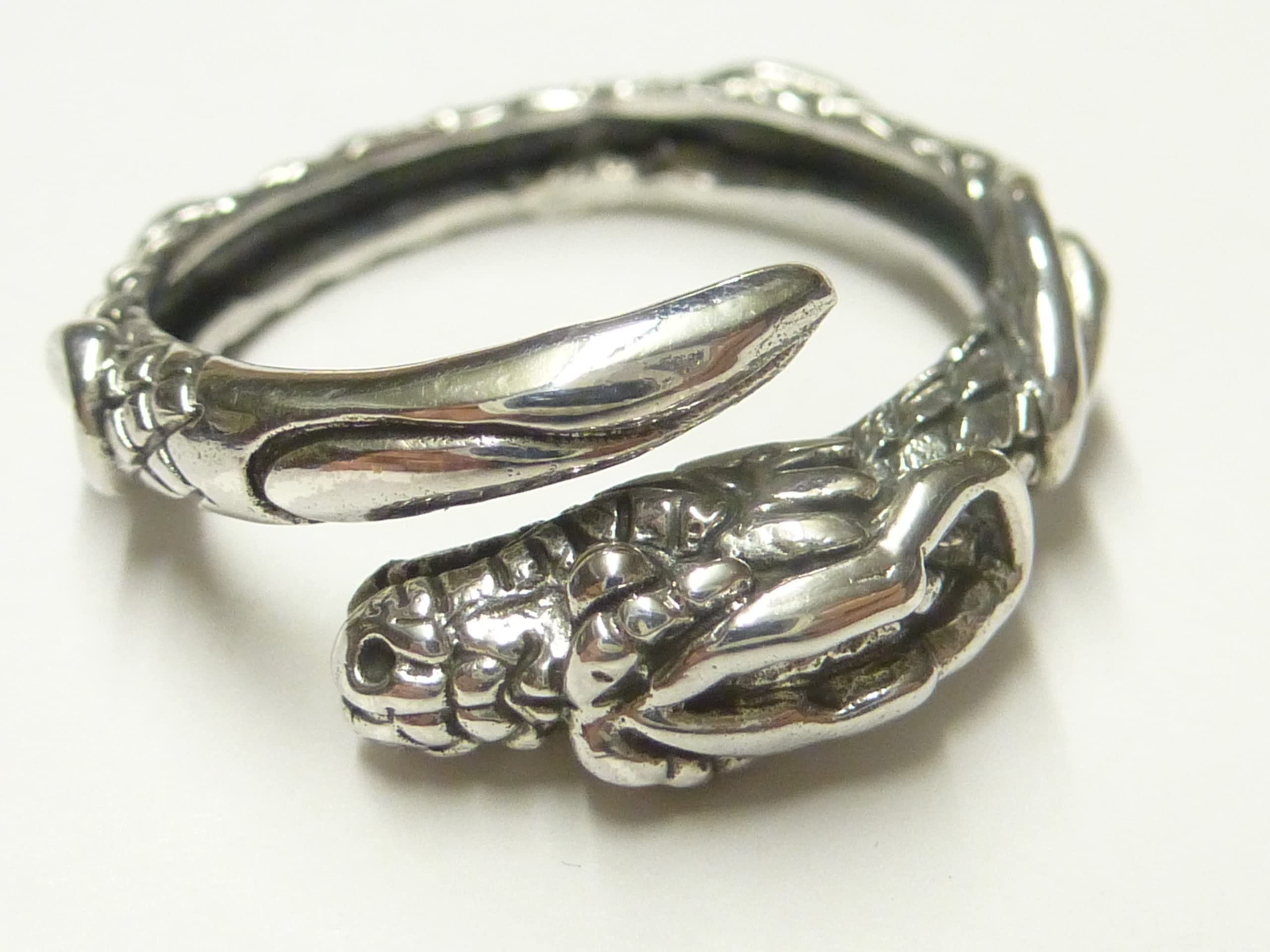 Herrenring Drache Naga aus 925 Sterlingsilber Gr. 62 (Ø 19,7 mm) – Offener Drachenring, massiv gearbeitet, Unisex Schmuck