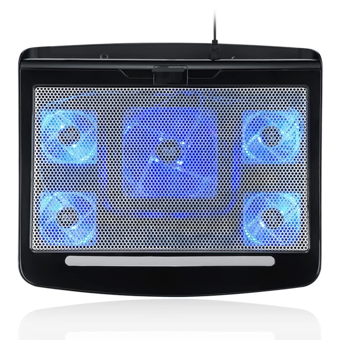 Ventole Pc Supporto Pc Portatile Pad Di Raffreddamento Per Laptop 5 Ventole Fino A 17,3 Pollici Dispositivo Di Raffreddamento Per Notebook Pesante Luci LED Blu 2 Porte USB Base Raffreddamento Pc Porta