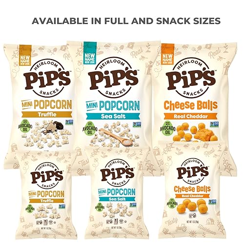 Miniatura 9 de Paquete variado de aperitivos Heirloom de Pipcorn  1 onza 24 unidades  con bolas de queso y mini palomitas de maíz, aperitivos saludables,